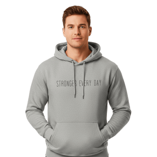 Hoodie “Stronger Every Day.” — Ligne Noire — Gris Silencieux