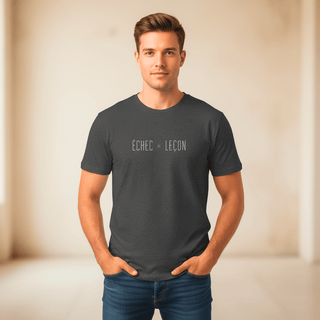 T-shirt “Échec = Leçon.” — Vision Blanche — Gris Foncé Chiné