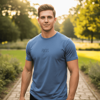 T-shirt “Focus.” — Vision Noire — Dark Heather Blue