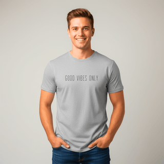 T-shirt “Good Vibes Only.” — Vision Noire — Gris Chiné