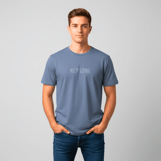 T-shirt “Keep Going.” — Vision Blanche — Dark Heather Blue