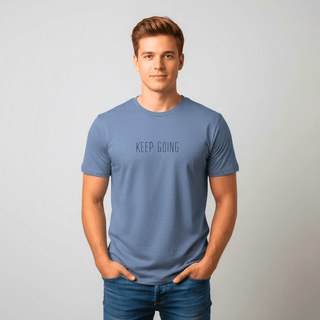 T-shirt “Keep Going.” — Vision Noire — Dark Heather Blue