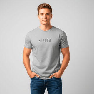 T-shirt “Keep Going.” — Vision Noire — Gris Chiné