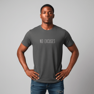 T-shirt “No Excuses.” — Vision Blanche — Gris Foncé Chiné