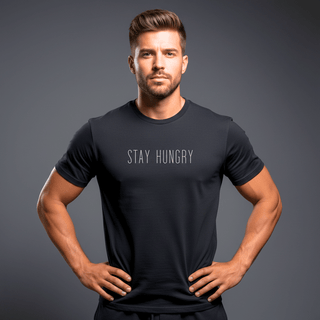T-shirt “Stay Hungry.” — Vision Blanche — Noir