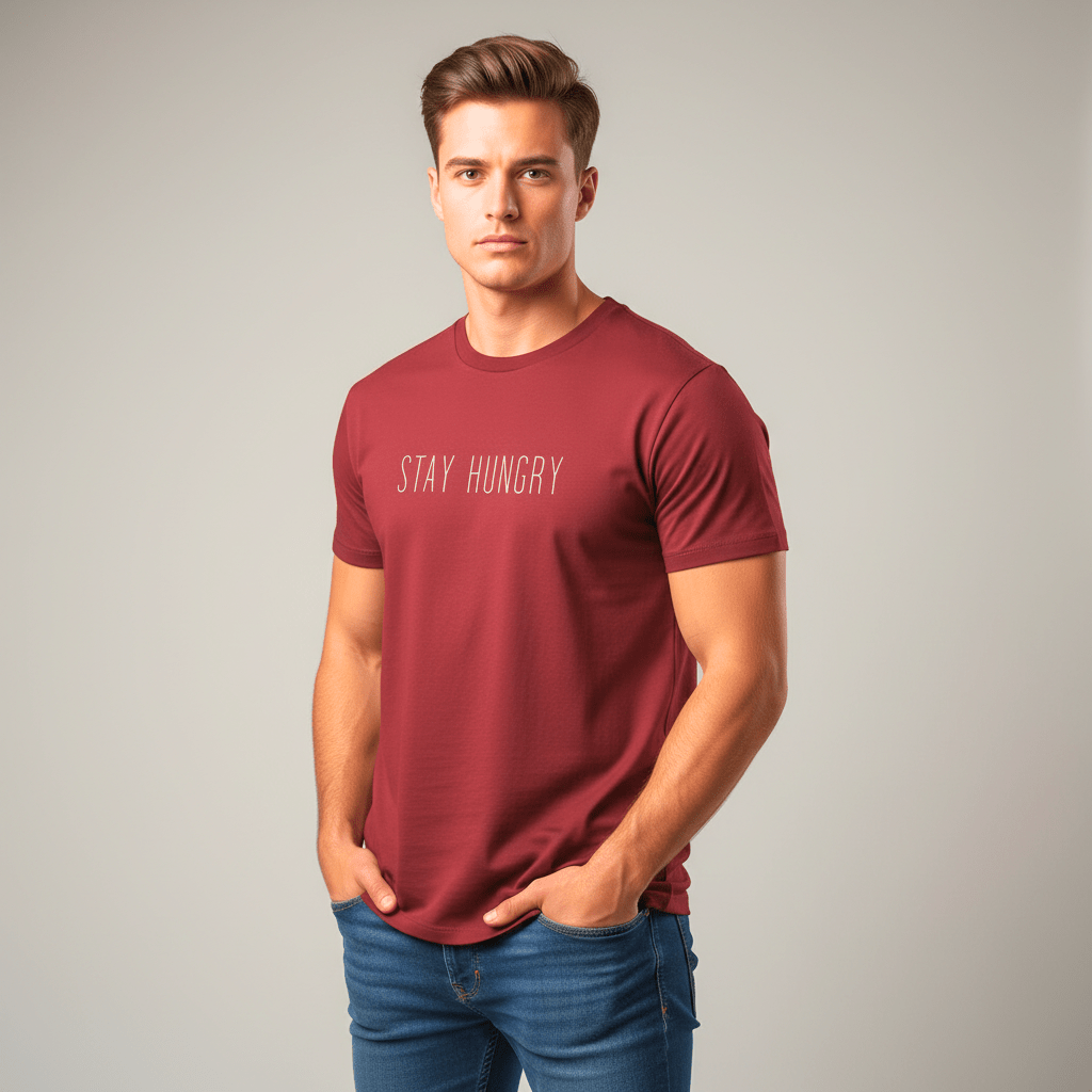 T-shirt unisexe en coton biologique – STAY HUNGRY (Blanc) - Wearistic