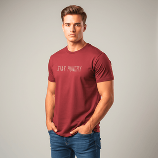 T-shirt “Stay Hungry.” — Vision Blanche — Burgundy
