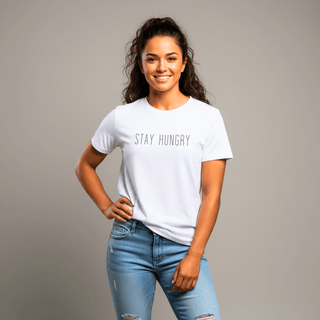 T-shirt “Stay Hungry.” — Vision Noire — Blanc