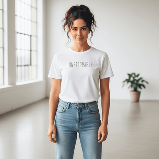 T-shirt “Unstoppable.” — Vision Noire — Blanc