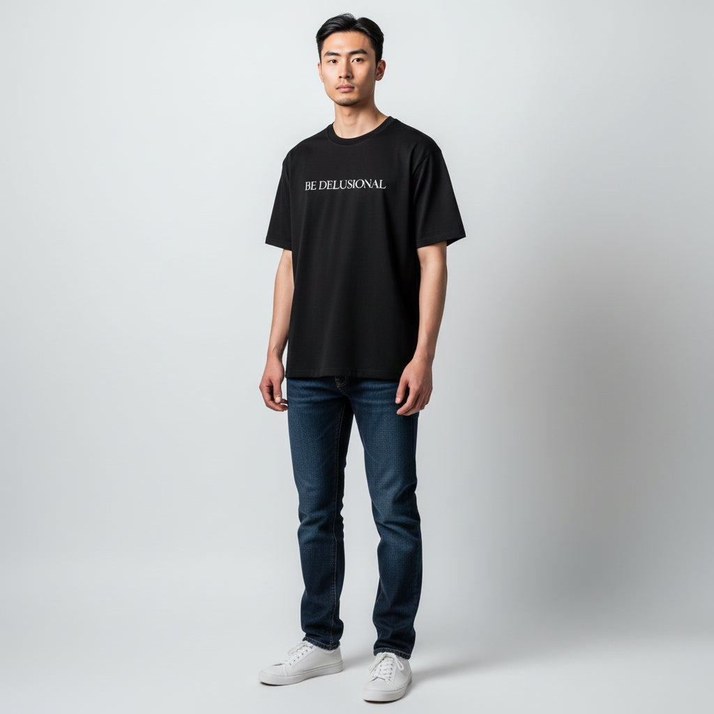 T-shirt “Be Delusional.”